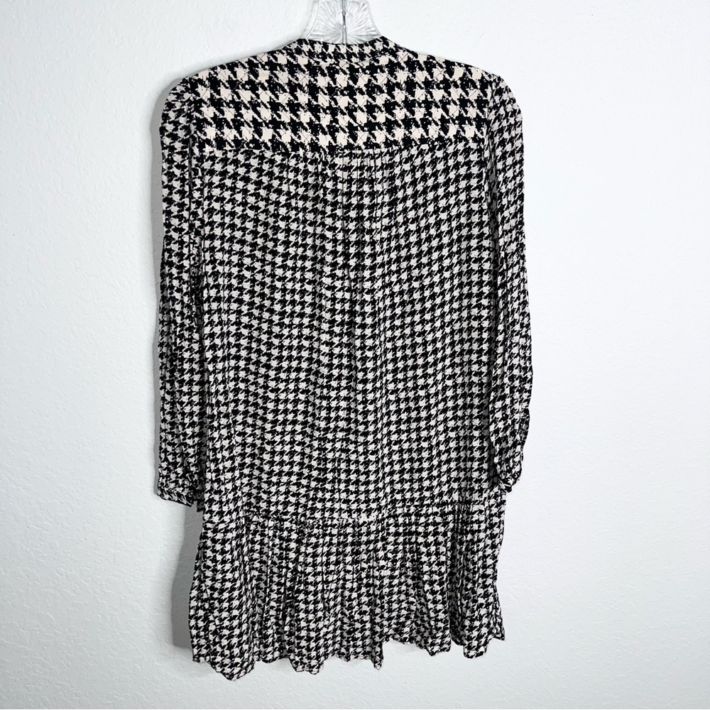 Anthropologie Maeve Dress Women XS Sterling Houndstooth Tunic Long Sleeve S - Picture 5 of 7